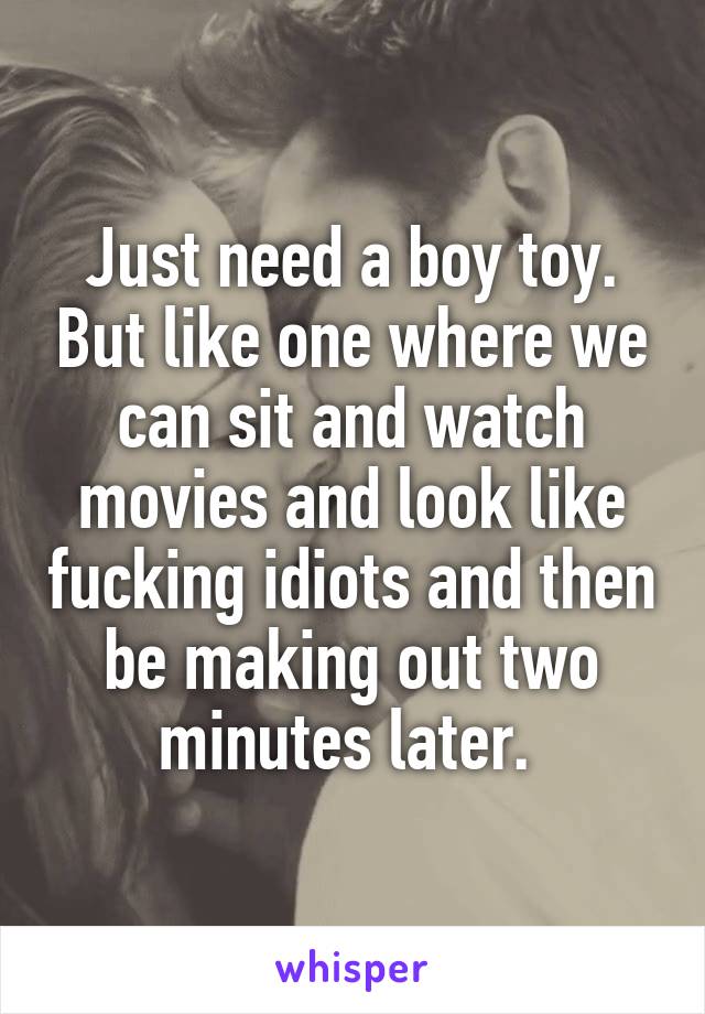 Just need a boy toy. But like one where we can sit and watch movies and look like fucking idiots and then be making out two minutes later. 
