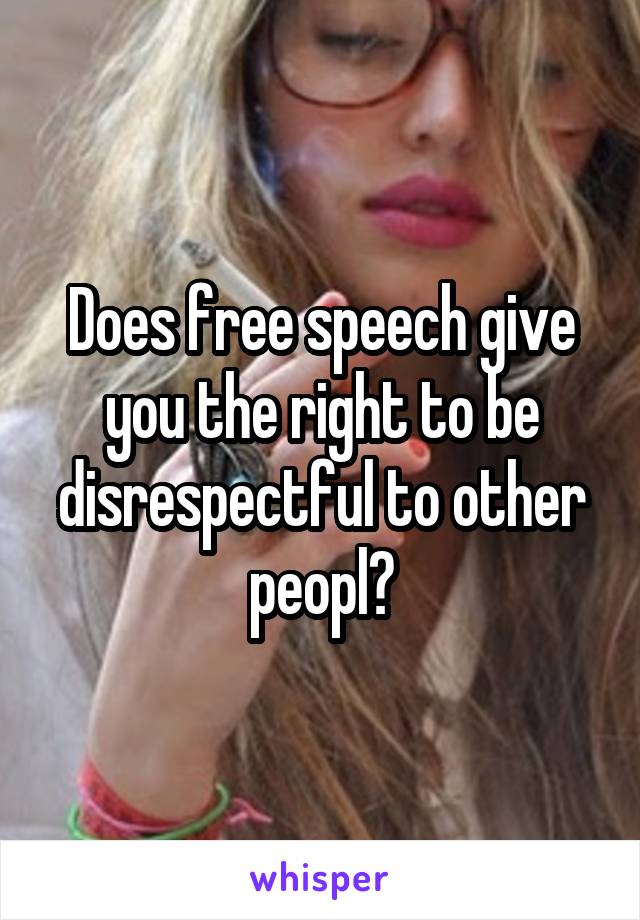 Does free speech give you the right to be disrespectful to other peopl?