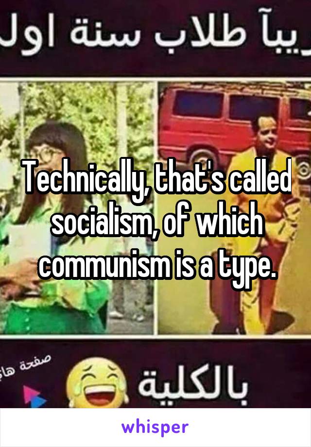Technically, that's called socialism, of which communism is a type.