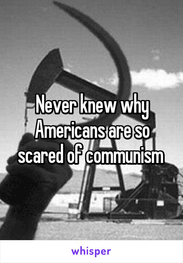 Never knew why Americans are so scared of communism 