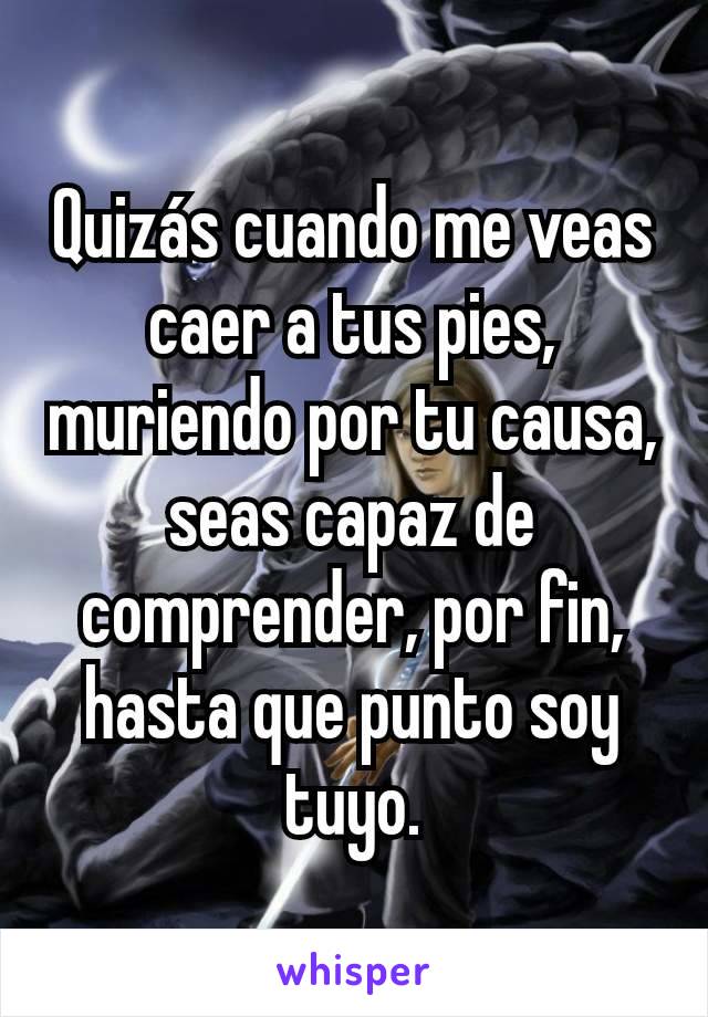 Quizás cuando me veas caer a tus pies, muriendo por tu causa, seas capaz de comprender, por fin, hasta que punto soy tuyo.