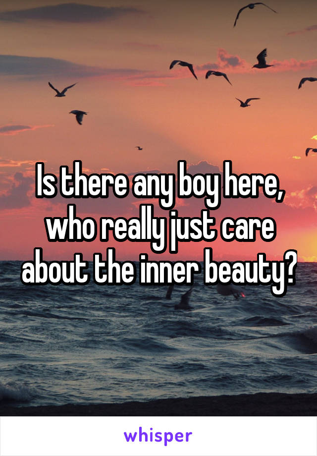 Is there any boy here, who really just care about the inner beauty?
