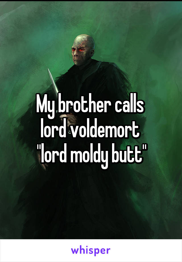 My brother calls 
lord voldemort 
"lord moldy butt"