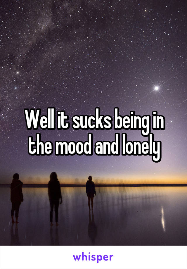 Well it sucks being in the mood and lonely
