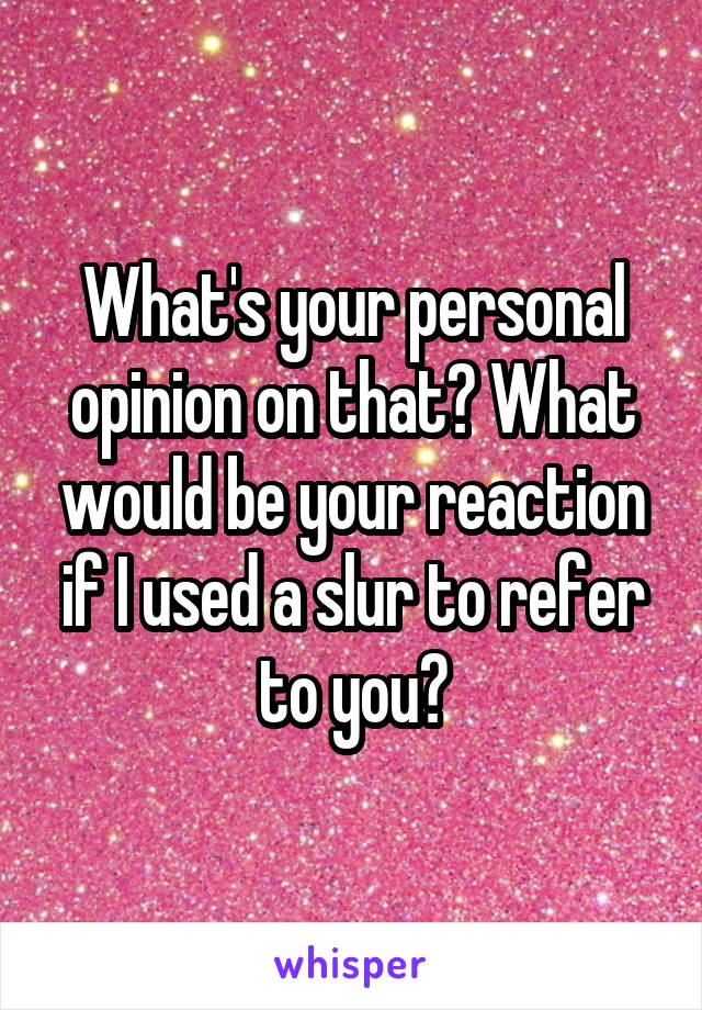 What's your personal opinion on that? What would be your reaction if I used a slur to refer to you?