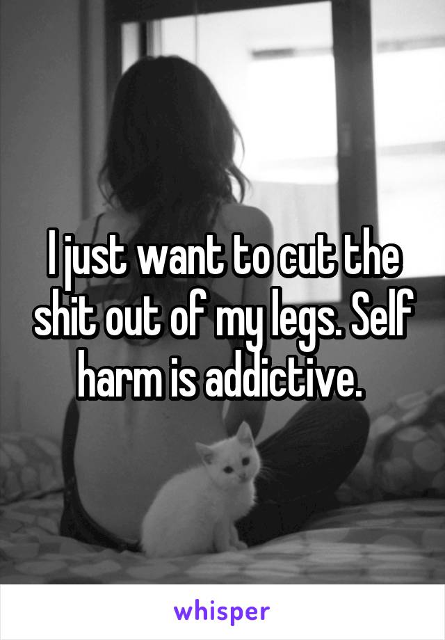 I just want to cut the shit out of my legs. Self harm is addictive. 