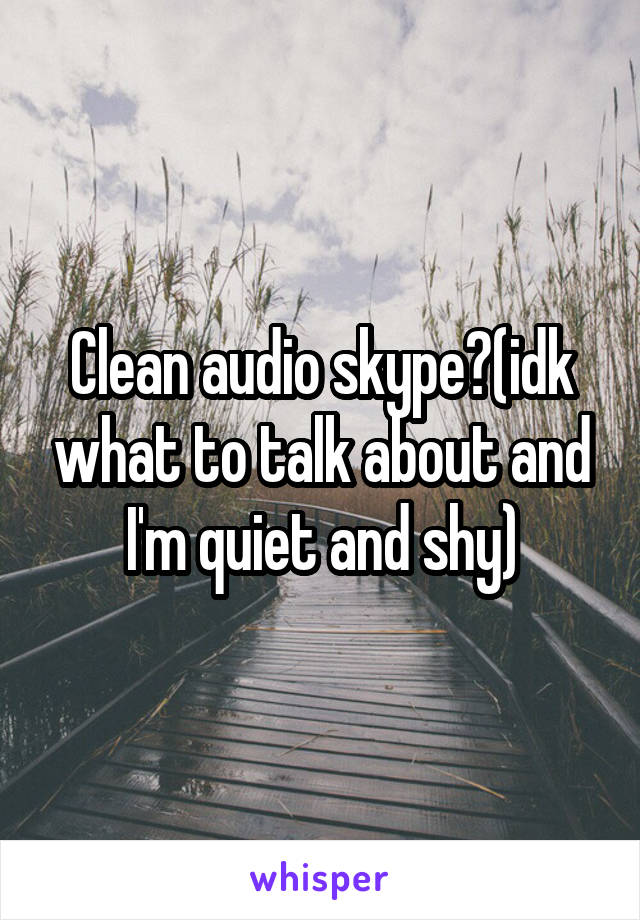 Clean audio skype?(idk what to talk about and I'm quiet and shy)