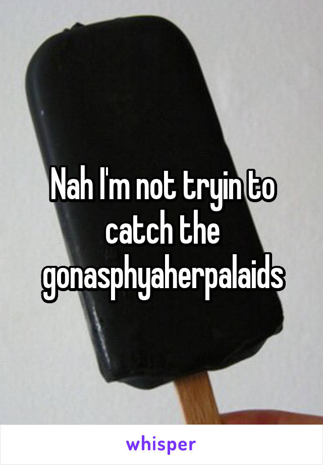 Nah I'm not tryin to catch the gonasphyaherpalaids
