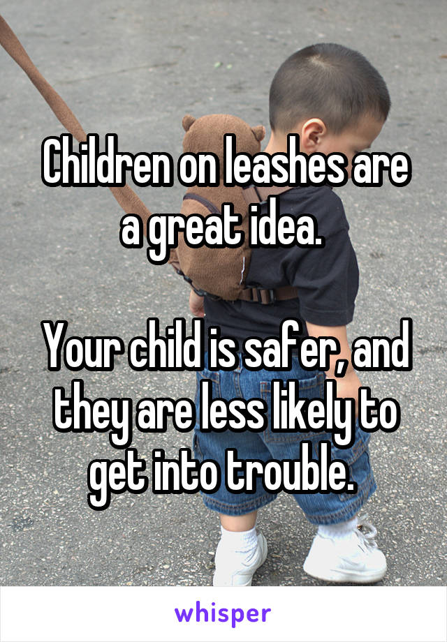 Children on leashes are a great idea. 

Your child is safer, and they are less likely to get into trouble. 