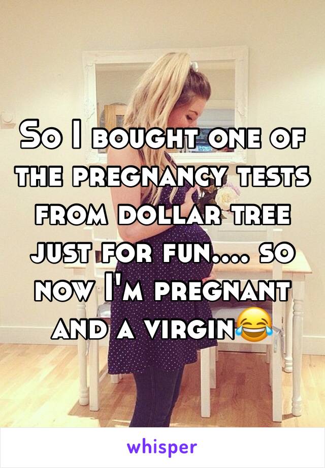 So I bought one of the pregnancy tests from dollar tree just for fun.... so now I'm pregnant and a virgin😂