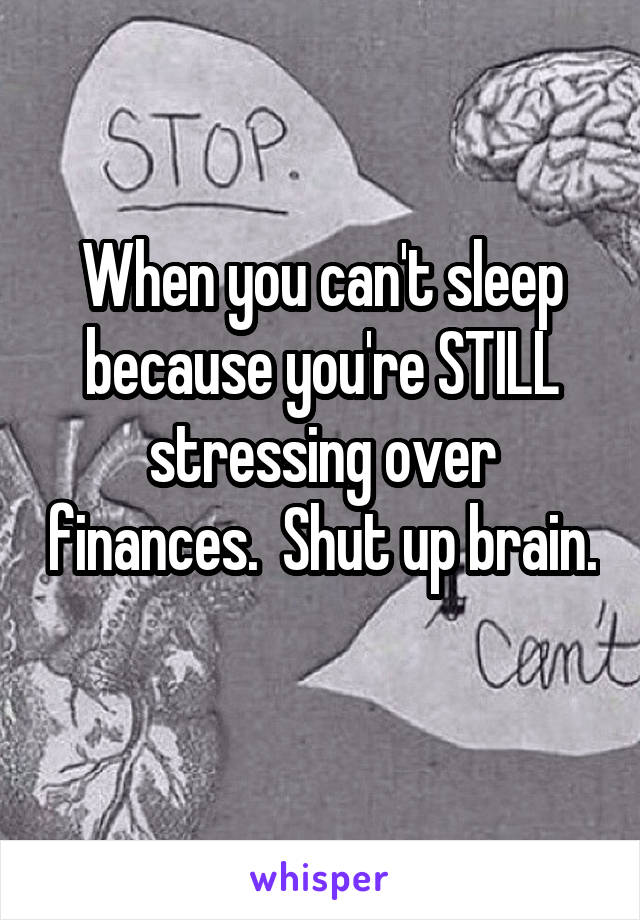 When you can't sleep because you're STILL stressing over finances.  Shut up brain.  
