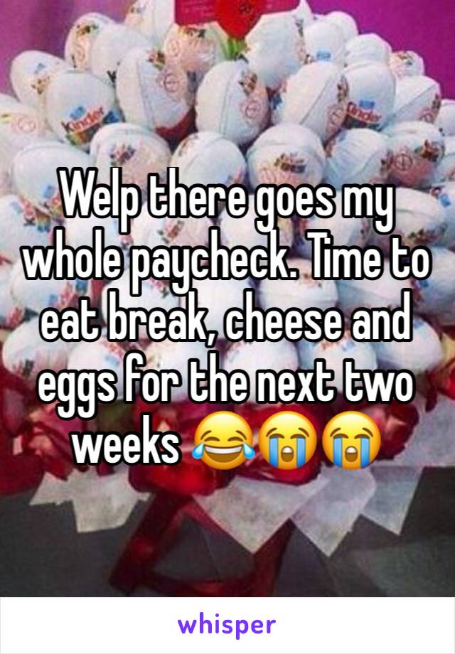 Welp there goes my whole paycheck. Time to eat break, cheese and eggs for the next two weeks 😂😭😭