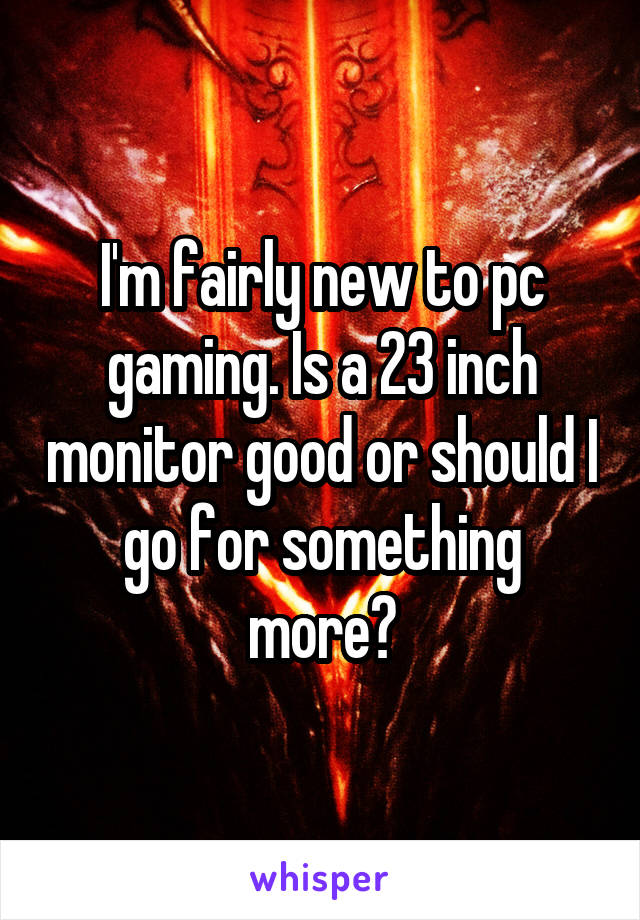 I'm fairly new to pc gaming. Is a 23 inch monitor good or should I go for something more?
