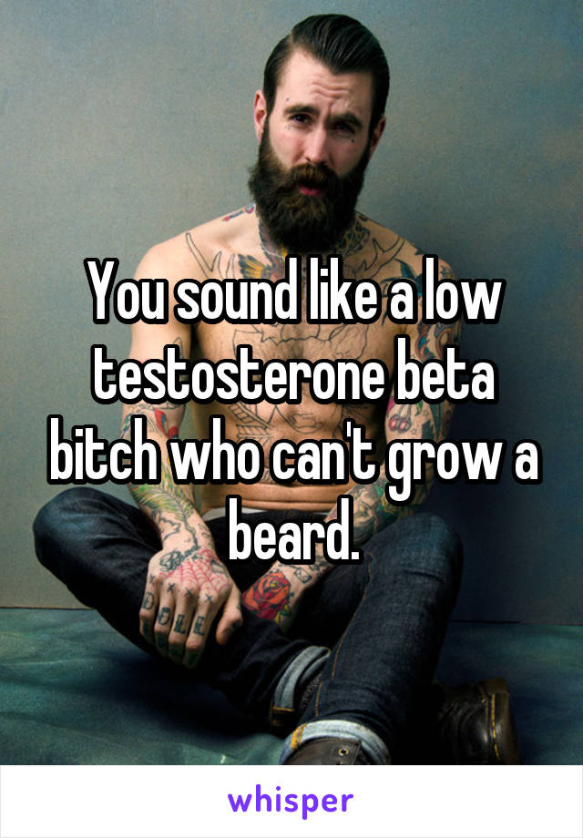 You sound like a low testosterone beta bitch who can't grow a beard.