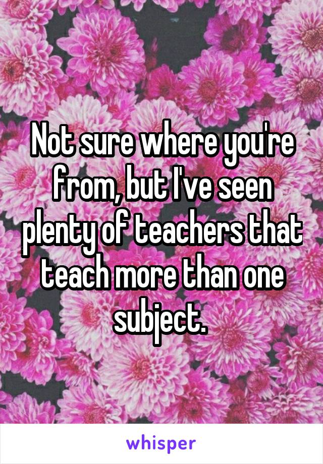 Not sure where you're from, but I've seen plenty of teachers that teach more than one subject. 