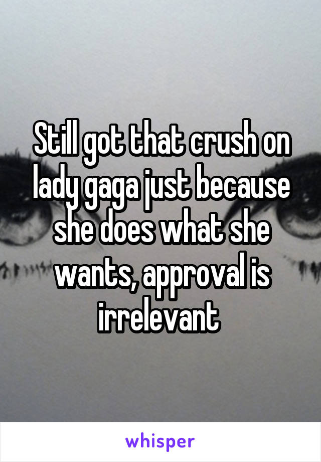 Still got that crush on lady gaga just because she does what she wants, approval is irrelevant 