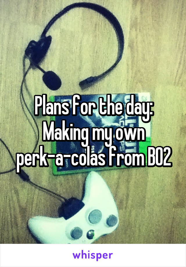 Plans for the day: Making my own perk-a-colas from BO2