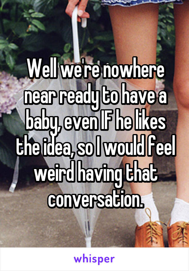 Well we're nowhere near ready to have a baby, even IF he likes the idea, so I would feel weird having that conversation.