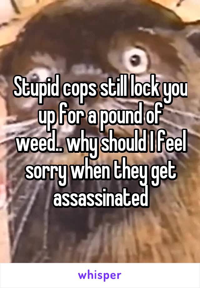 Stupid cops still lock you up for a pound of weed.. why should I feel sorry when they get assassinated