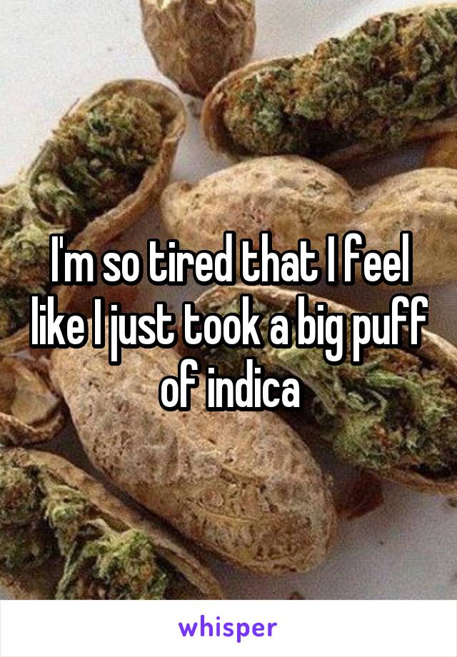 I'm so tired that I feel like I just took a big puff of indica
