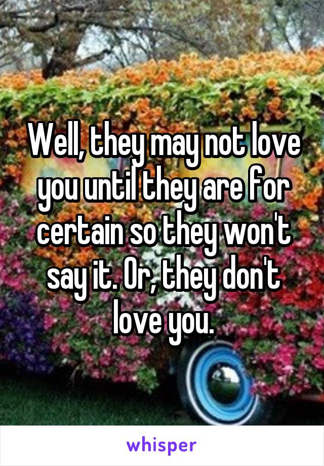 Well, they may not love you until they are for certain so they won't say it. Or, they don't love you.