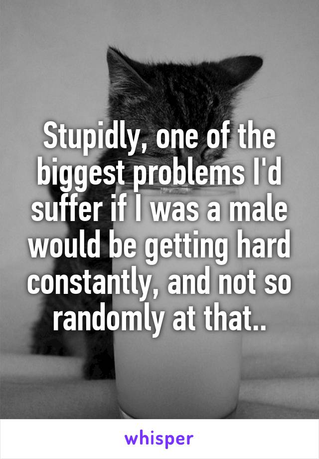 Stupidly, one of the biggest problems I'd suffer if I was a male would be getting hard constantly, and not so randomly at that..
