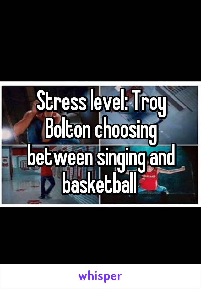 Stress level: Troy Bolton choosing between singing and basketball 