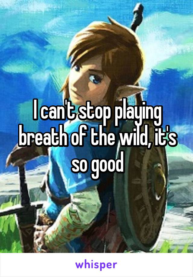 I can't stop playing breath of the wild, it's so good
