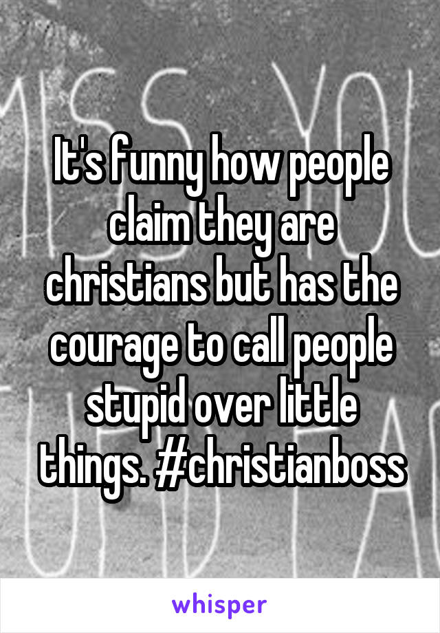 It's funny how people claim they are christians but has the courage to call people stupid over little things. #christianboss