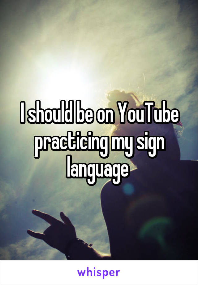 I should be on YouTube practicing my sign language 