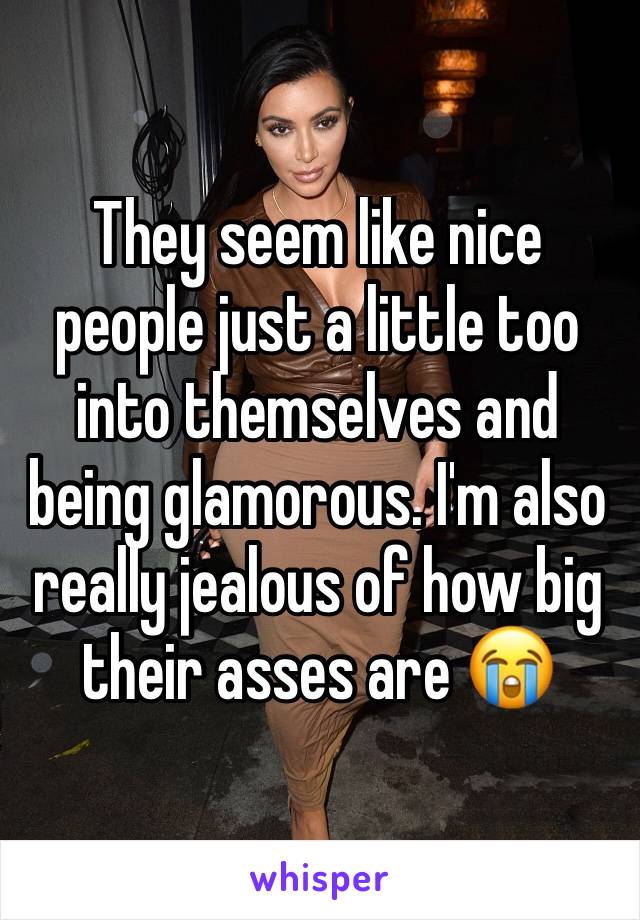 They seem like nice people just a little too into themselves and being glamorous. I'm also really jealous of how big their asses are 😭