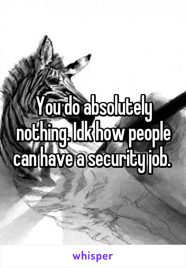 You do absolutely nothing. Idk how people can have a security job. 