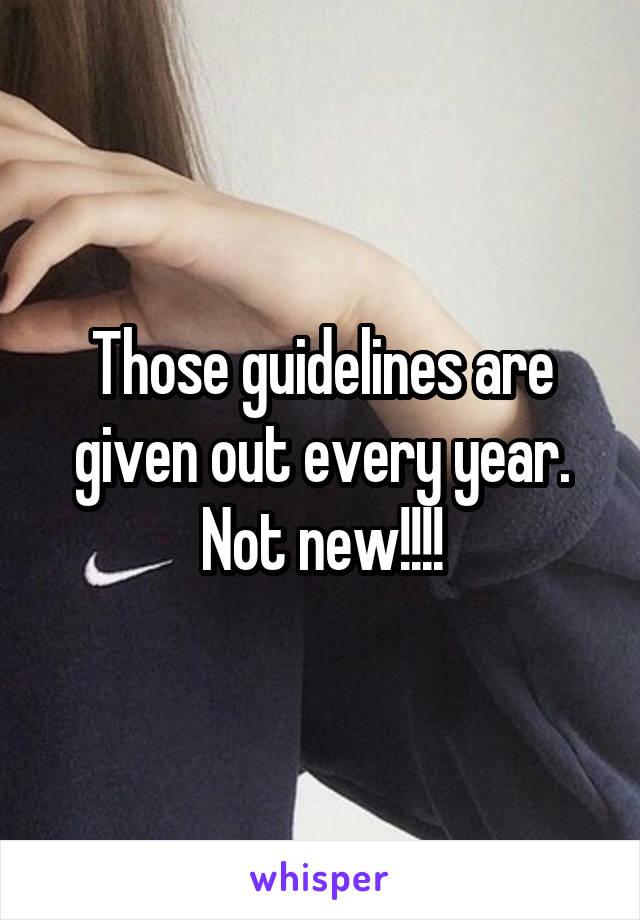 Those guidelines are given out every year.
Not new!!!!