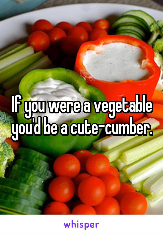 If you were a vegetable you'd be a cute-cumber.