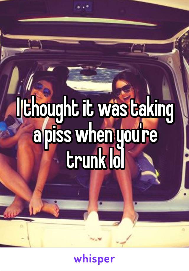I thought it was taking a piss when you're trunk lol