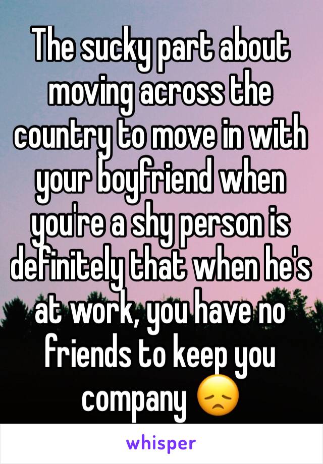 The sucky part about moving across the country to move in with your boyfriend when you're a shy person is definitely that when he's at work, you have no friends to keep you company 😞