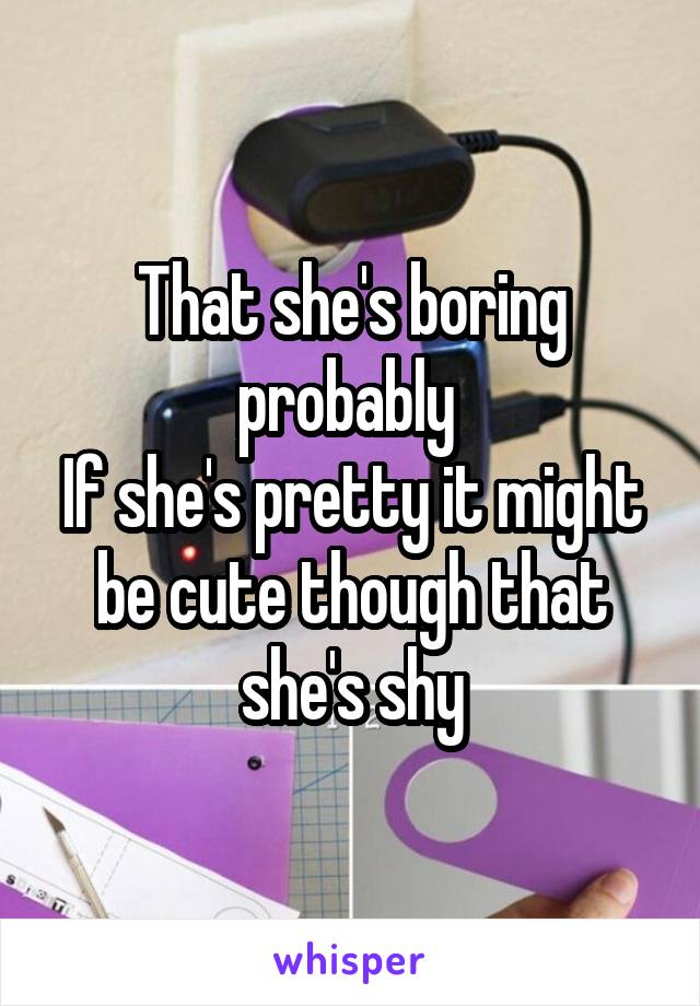 That she's boring probably 
If she's pretty it might be cute though that she's shy