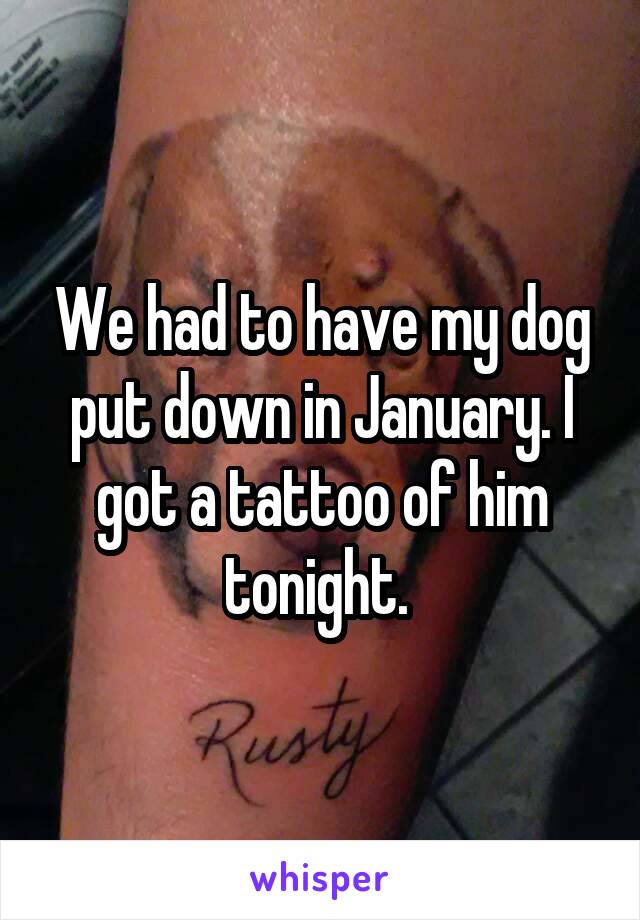We had to have my dog put down in January. I got a tattoo of him tonight. 