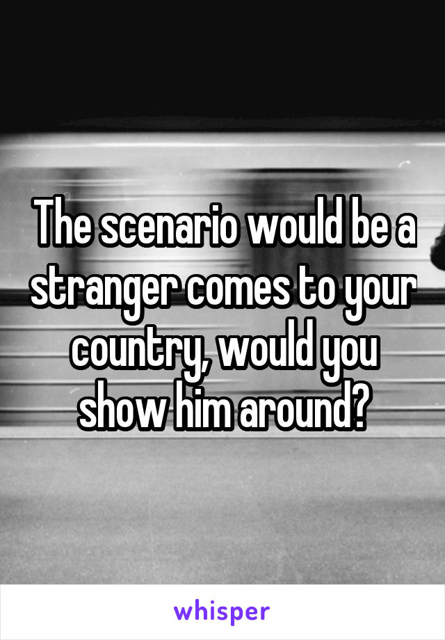 The scenario would be a stranger comes to your country, would you show him around?