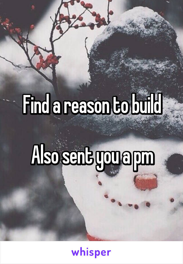 Find a reason to build

Also sent you a pm