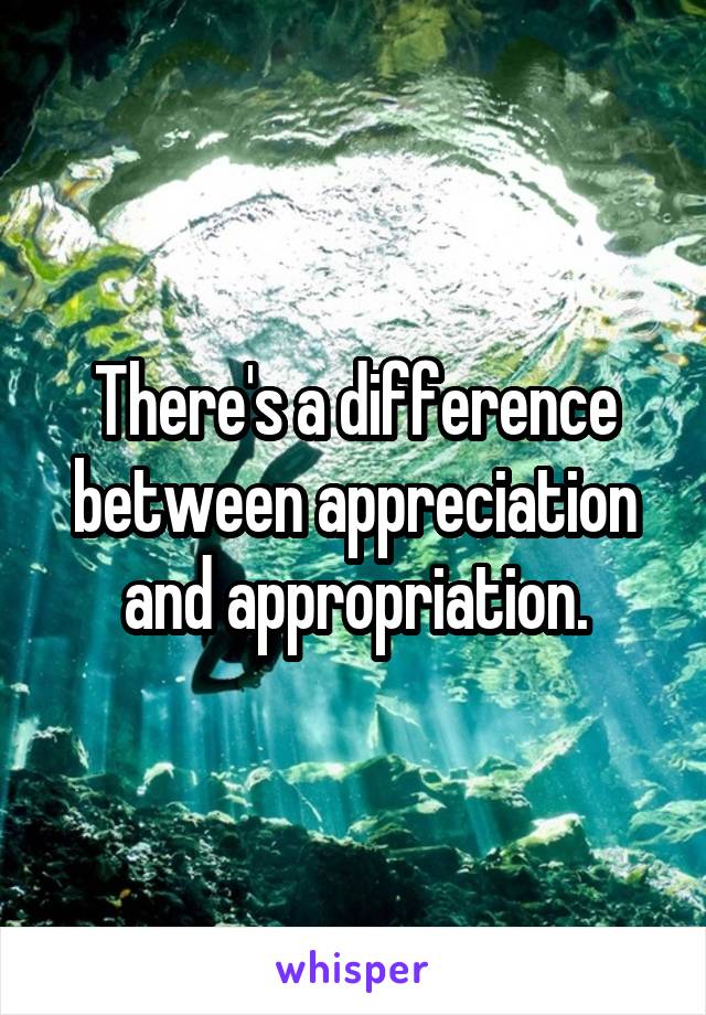 There's a difference between appreciation and appropriation.