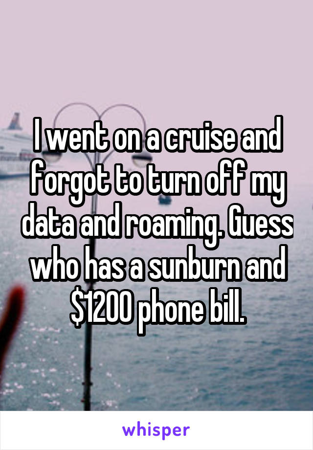 I went on a cruise and forgot to turn off my data and roaming. Guess who has a sunburn and $1200 phone bill.