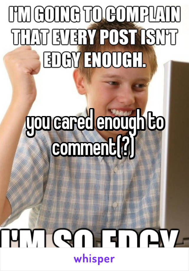 you cared enough to comment(?) 