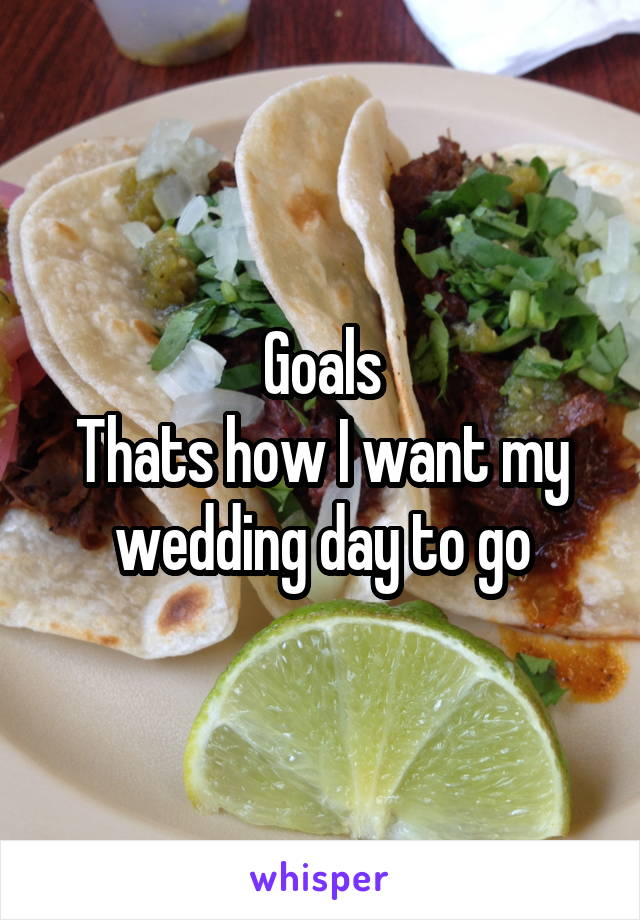 Goals
Thats how I want my wedding day to go