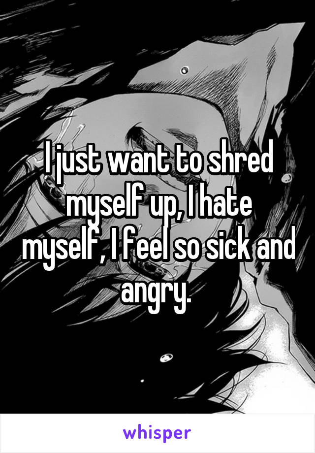 I just want to shred myself up, I hate myself, I feel so sick and angry. 