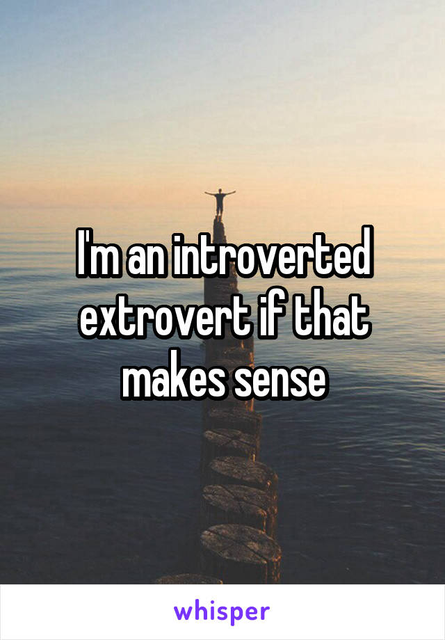 I'm an introverted extrovert if that makes sense