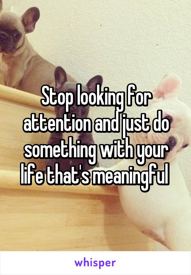 Stop looking for attention and just do something with your life that's meaningful 