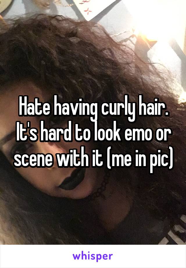 Hate having curly hair. It's hard to look emo or scene with it (me in pic)