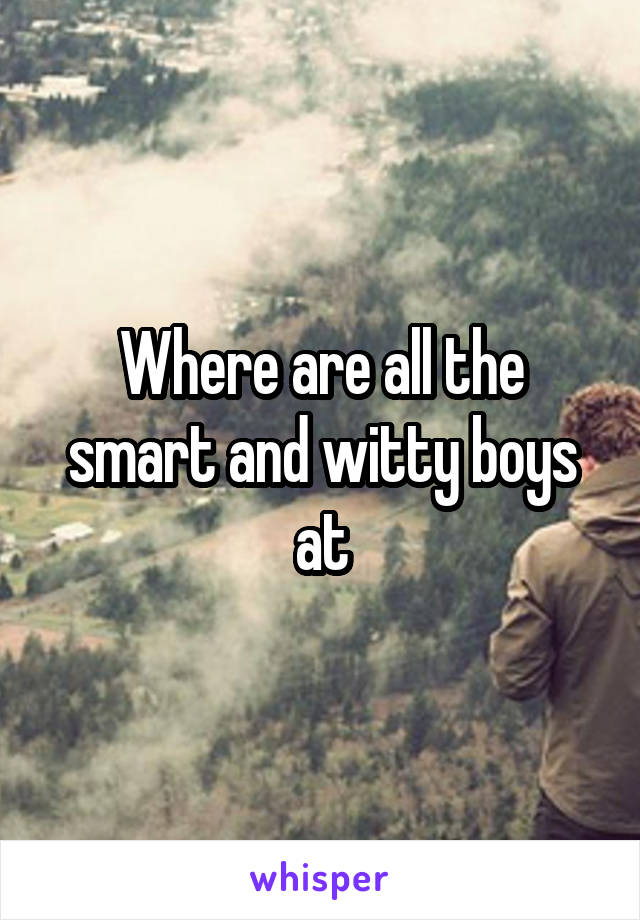 Where are all the smart and witty boys at