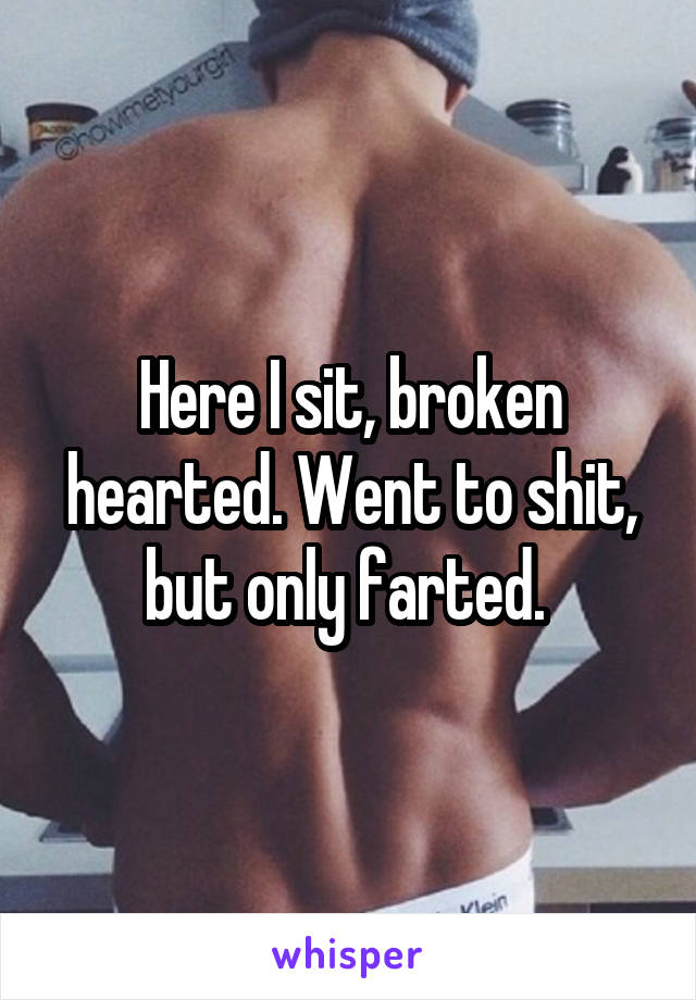 Here I sit, broken hearted. Went to shit, but only farted. 